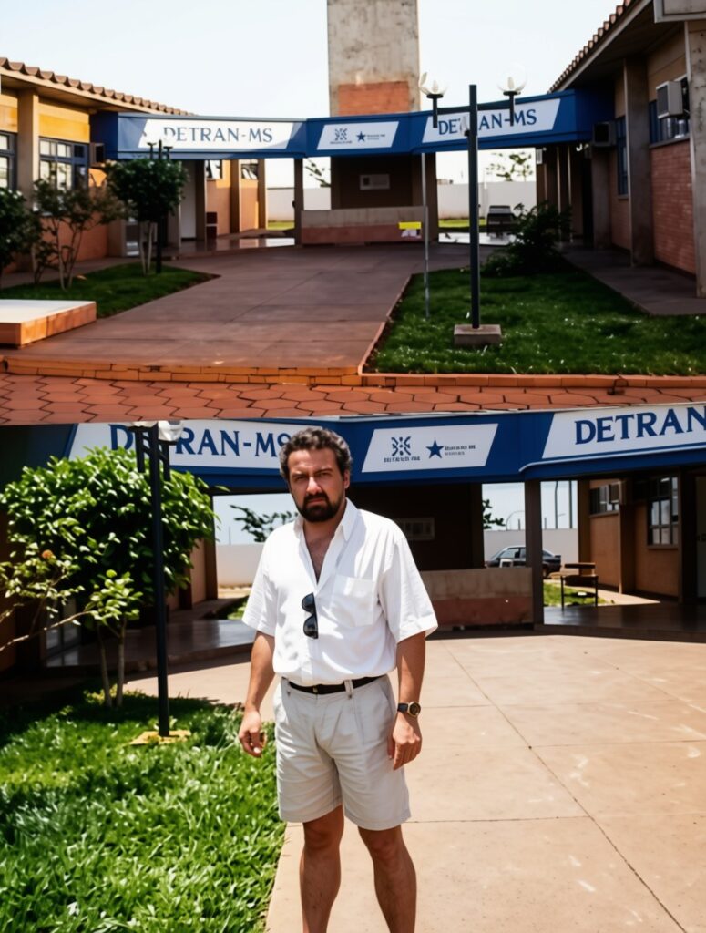 O Servidor José Ladário em frente a Agência do Detran de Dourados, em 1995