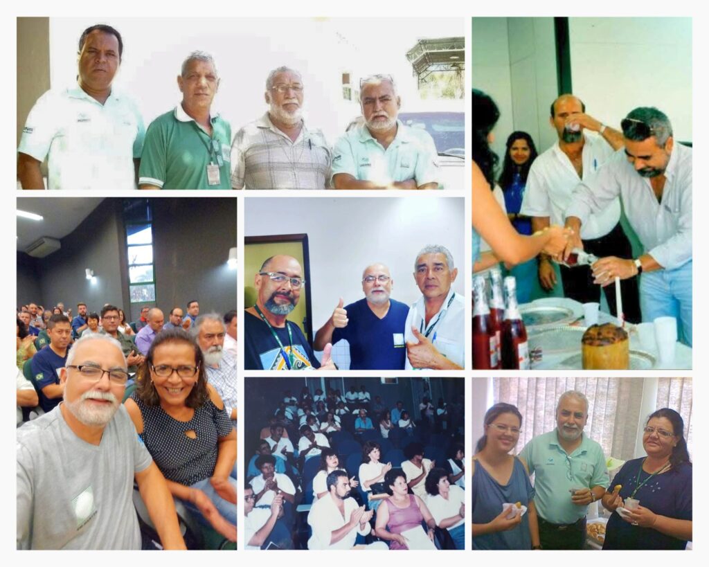 Colagem de fotos do servidor José Ladário, com amigos do Detran-MS